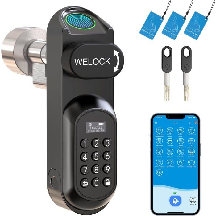 Serrure Connectée Serrure U81 - IP65 Empreinte Digitale 3 Cartes RFID 2 Clés