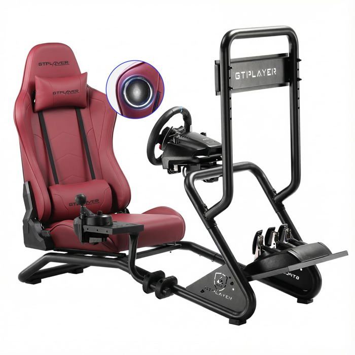 Simulateur de Conduite avec Siège Haut parleurs 3D Support Ecran Volant et Levier Réglables - vue 3