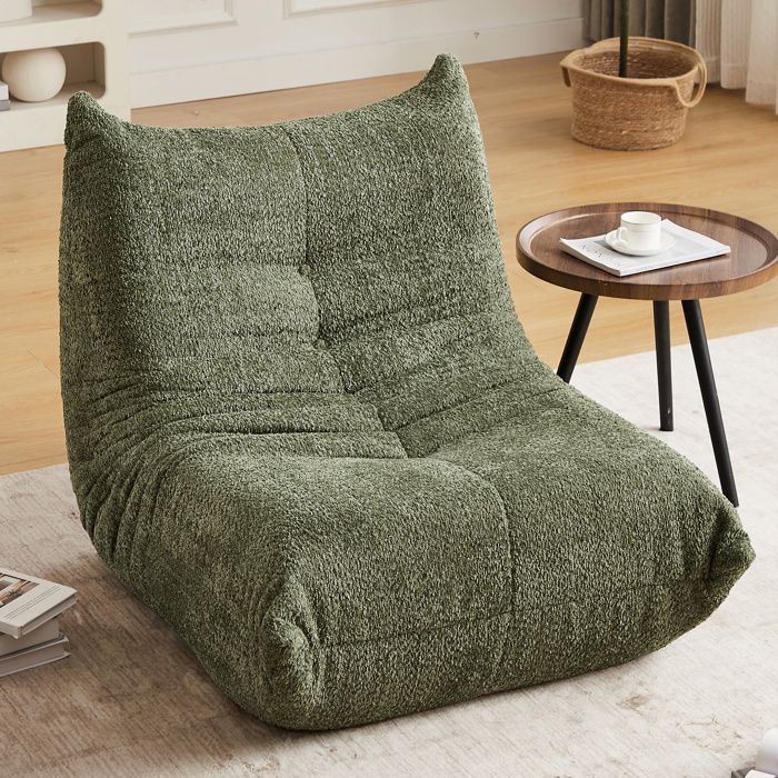 Pouf Poire Style Togo avec Mousse à Mémoire Canapé Simple pour Salon Chambre et Bureau-94x101x71cm Vert