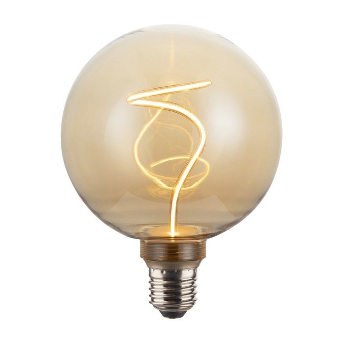 Ampoule filament LED - G125 (Globe) - Culot E27 - Ambre verre teinté - 4 9W dimmable blanc chaud