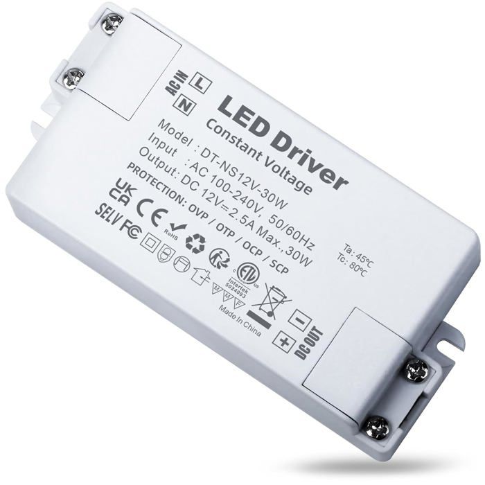 TRAHOO-Transformateur LED 12V 30W 220V à 2.5A Alimentation Basse Tension AC/DC Driver de Tension Constante pour Bandes La[J421]
