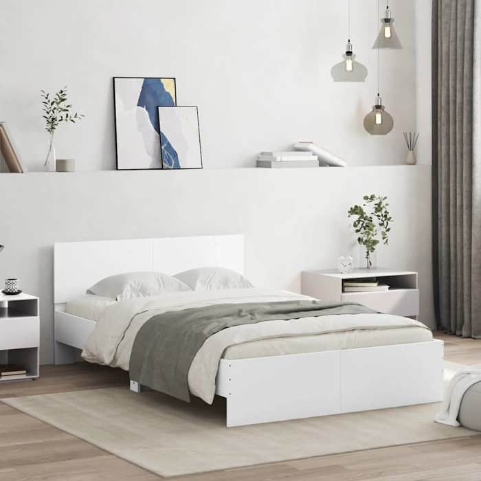Lit 120x190 cm Lit simple VIDAXL Cadre de lit MODERNE avec tête de lit et LED blanc L8569