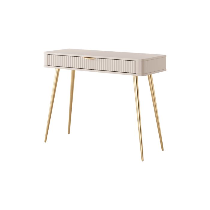 Coiffeuse - Beige - 100 x 38 x 78 cm - Façade MDF 18 mm - Pieds acier