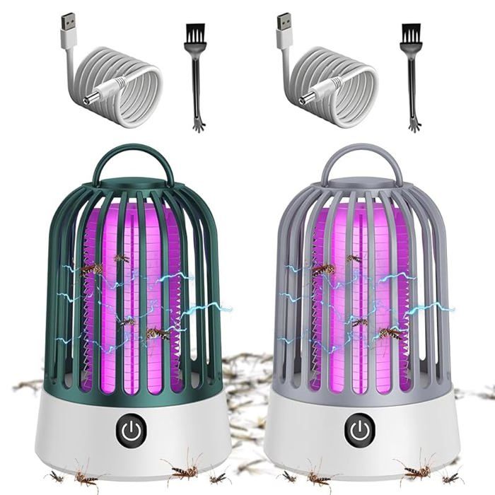 Mosquito Zapper Lot de 2 lampes anti-insectes électriques avec lumière UV Lampe de destruction des moustiques pour TYP-1