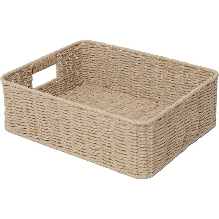 Panier de rangement tressé rectangulaire en corde de papier 39x30 5x12 cm