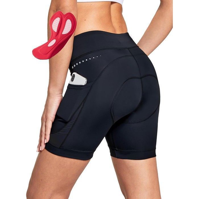 Cuissard de vélo femme - BALEAF - Modèle Gel 4D - Rembourré 4D - Taille haute V silicone - Poches latérales