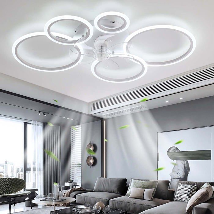 Moderne Ventilateur de plafond avec éclairage avec télécommande LED 72W Dimmable Plafonnier du ventilateur Lampe pour Salon Chamb
