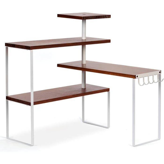 Étagère DAngle De Cuisine Plan De Travail–Étagère À Épices 4 Niveaux Pour Plan De Travail Et Coin Café Petite Debout Sans P[AT82]