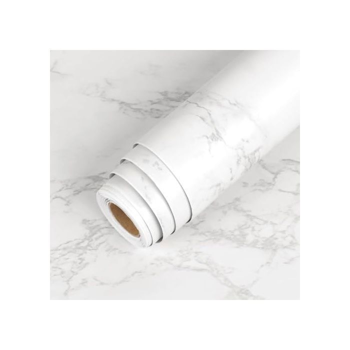 Papier if pour Meuble Effet Marbre Blanc Gris pour Plan de Travail 40cm x 200cm Film if pour 40l x 200L cm 40l x FILM POUR VITRAGE