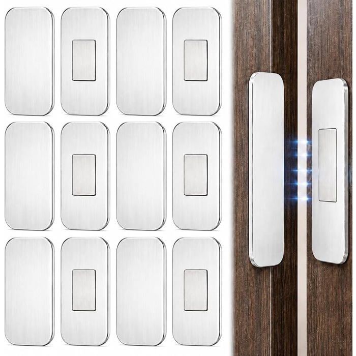 Lot de 6 Aimants pour Portes Pcard Invisible Ultra Fin pour Aimant de Porte Adhésif Autocolnt Meuble Loquet de