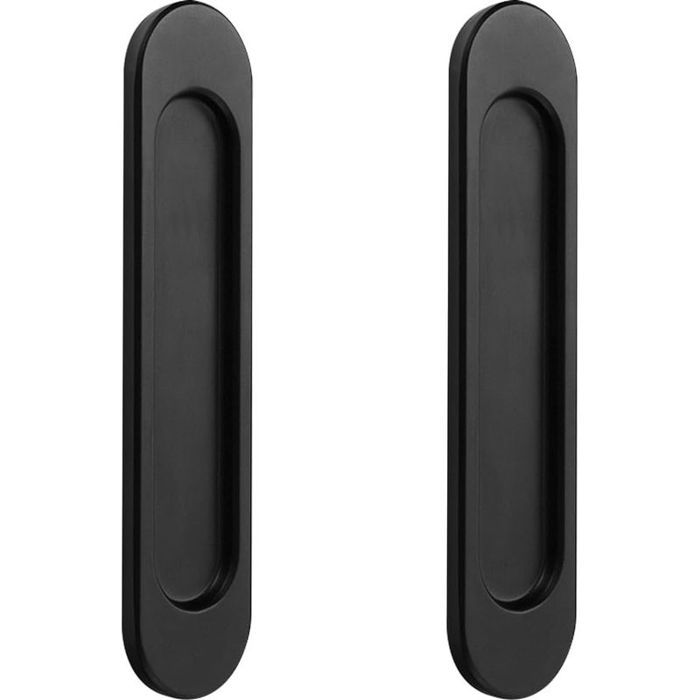 2x Poignées de Porte Coulissante Ovales Autocollantes Poignée Porte Coulissante Alliage Daluminium noir mat sans Perforation