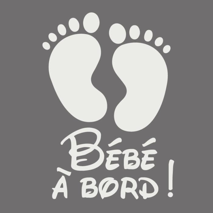 STICKER BEBE A BORD PETITS PIEDS J0115 Blanc