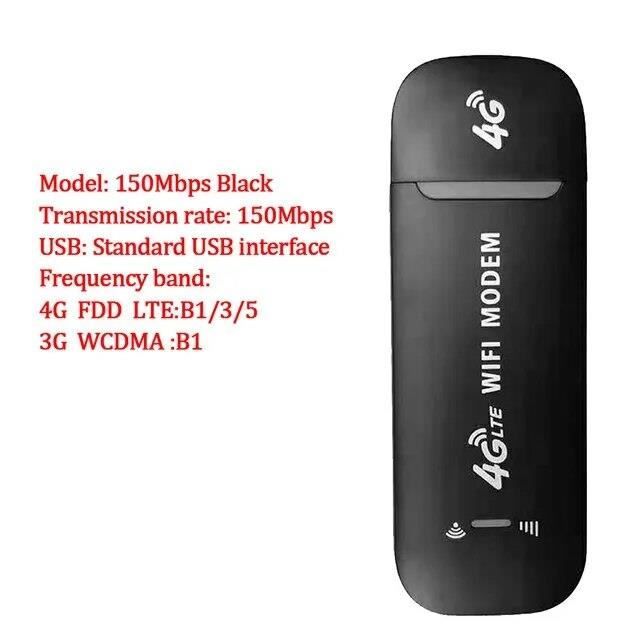 150 Mbps noir Dongle USB pour carte SIM de routeur 4G LTE 150Mbps, adaptateur sans fil pour