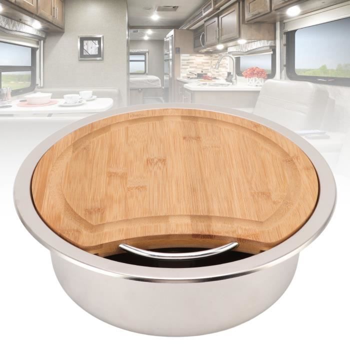 Mini Évier De Cuisine Rond En Acier Inoxydable – Diamètre 30 Cm, Profondeur 16,5 Cm – Montage Sous Plan Ou Encastré – Avec Raccord Évacuation