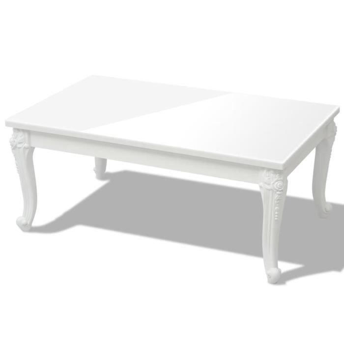 Table basse - ASHATA - Laquée Blanc - 100 x 60 x 42 cm - MDF - Pieds en plastique