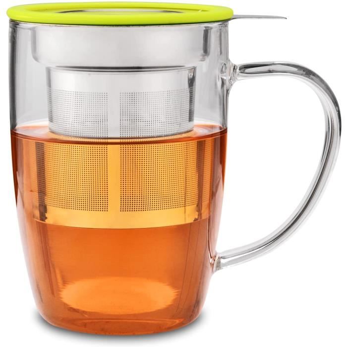 Tasse à thé avec infuseur et couvercle vertgrande tasse à thé pour