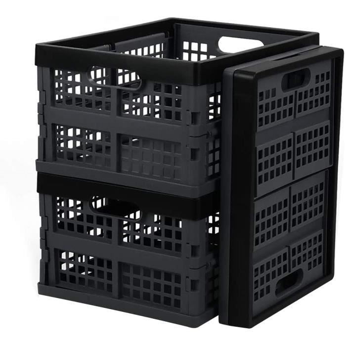 Cagettes Plastique Pliables - Lot De 6, 25x16x10 Cm, Empilables, Avec Poignées - Pour Rangement Cuisine, Bureau, Chambre