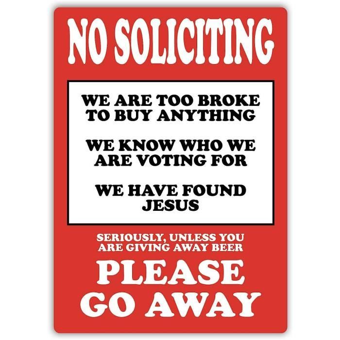 Panneau NO SOLICITING / Panneau En Céramique / Panneau Pour