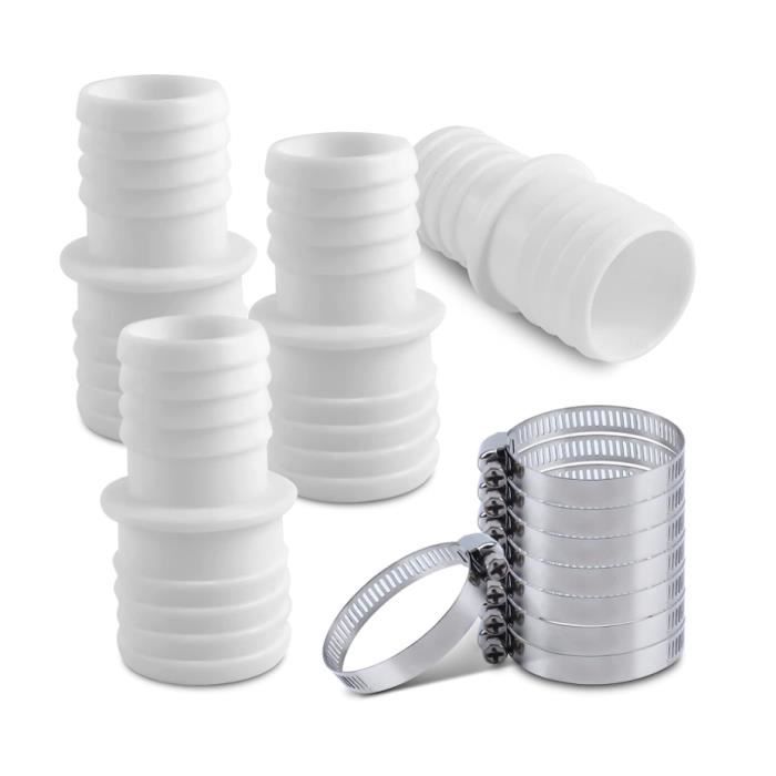 Raccord Tuyau Ø32mm à 32mm - Lot De 2 Avec 4 Colliers Acier - Piscine Arrosage - Marque Peraqua - 9