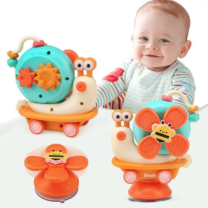 Jouet Ventouse pour Chaise Haute,Escargot Bebe,Hochets Jouet de Table pour Bébé 6 12 Mois