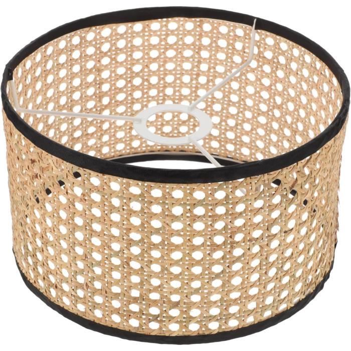 Abat-jour En Osier Suspendu 30cm Amosfun - Couverture Rotin Pour Lampe, Style Vintage, Jaune Naturel