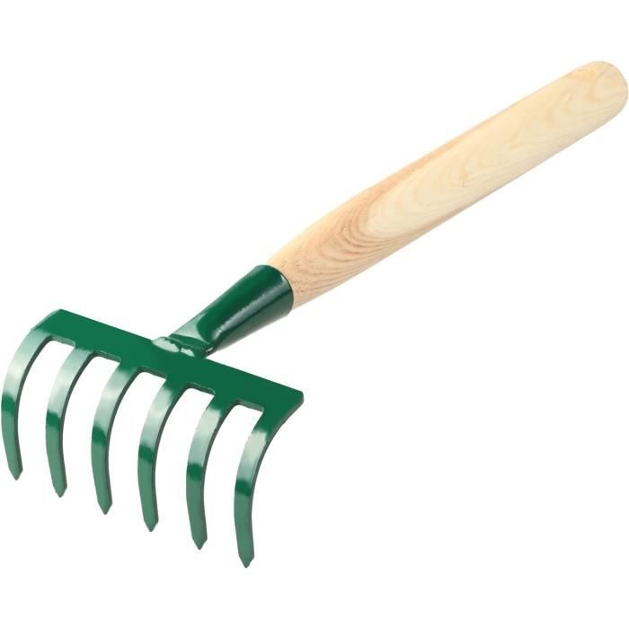 Râteau De Jardin Pour Enfants – Manche En Bois Dur, Tête En Fer, Rouge, Dès 3 Ans