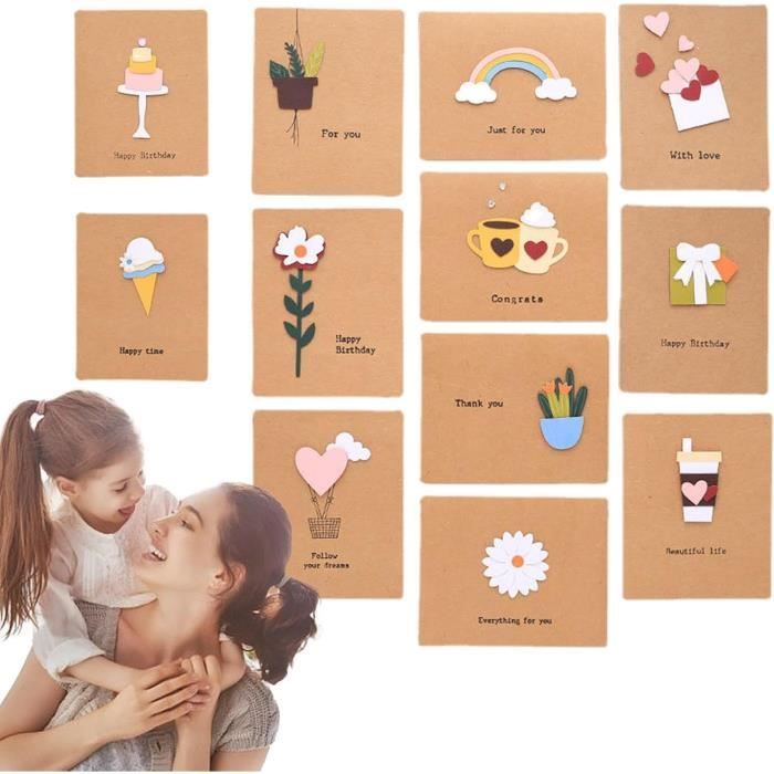 WEBEEDY 20 Ensemble Cartes De Vœux Carte D'Anniversaire Kit De Quilling Pour Carte D'Anniversaire Avec Bandes De Papier Bricolage Artisanat D'Art Fait à La Main Anniversaire Cadeaux