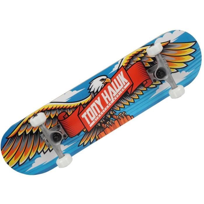 Skateboard Complet Tony Hawk Débutant - Planche 7,75 Pouces (20,2 Cm), Trucks Aluminium, Roues ABEC 3