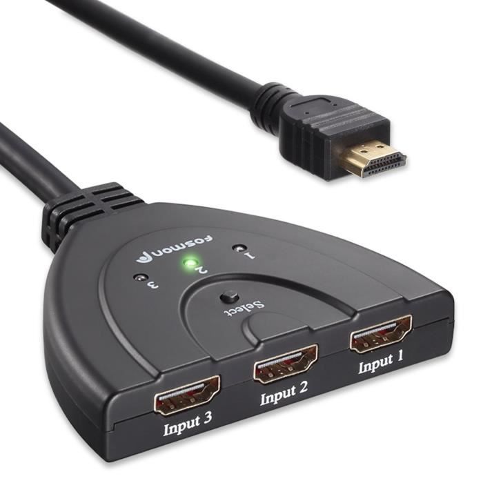 HDMI Switch Avec HDMI Cable, 3-Port HDMI Commutateur  Switcher Pour TV,  Blu-Ray, Cable Box, PS3/PS4, Xbox 360/One, Wii U - Cdiscount Jeux vidéo