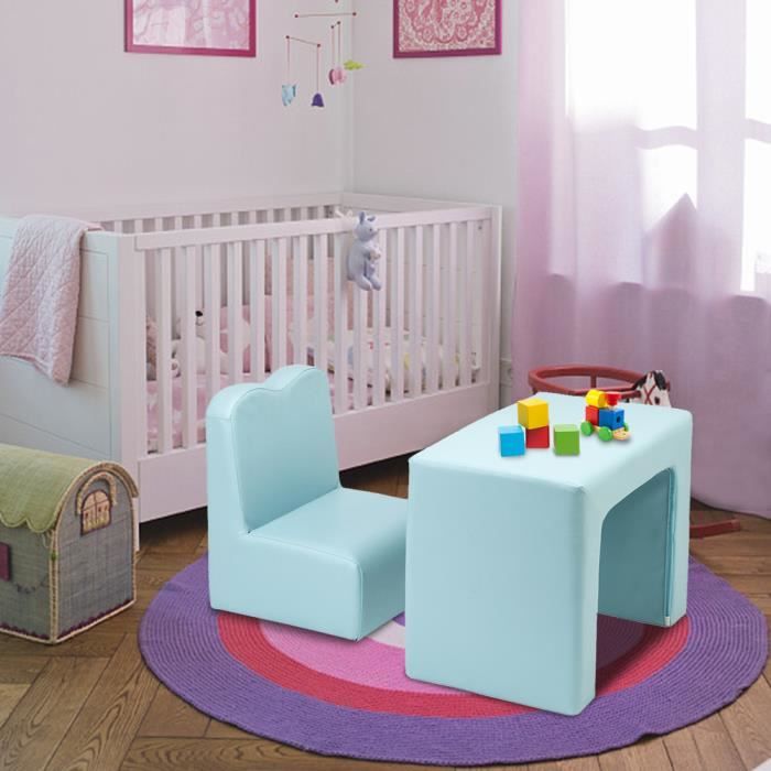 Ensemble De Table Canape Fauteuil 2 In 1 Confortable Pour Enfant Design Simple Bleu Cdiscount Puericulture Eveil Bebe