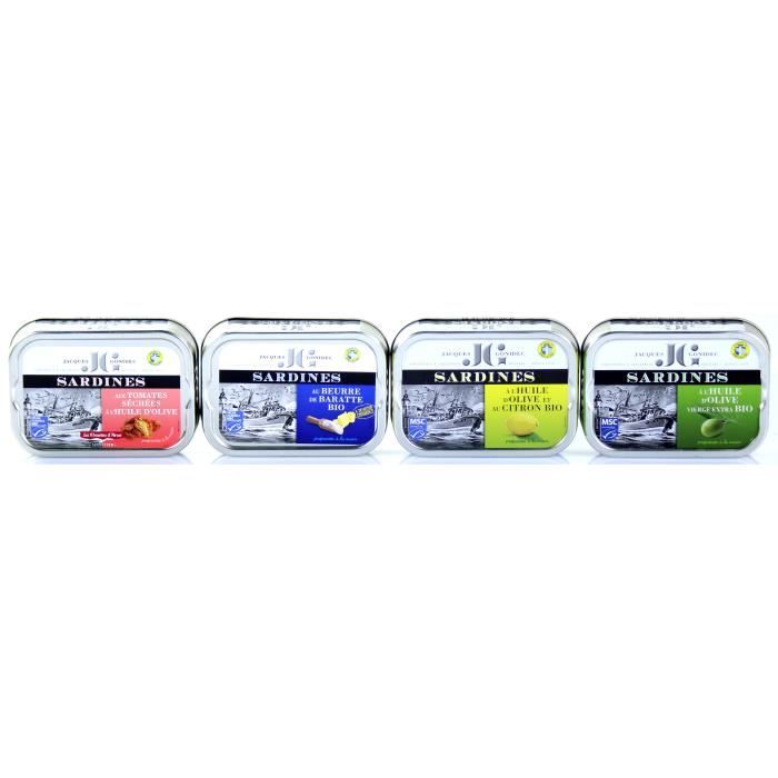 Sardines en conserve par lot de 8 Assortiment de sardines 4 saveurs