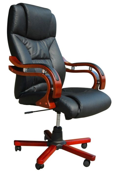 fauteuil de bureau chaise siege noir ergonomique luxe classique bois