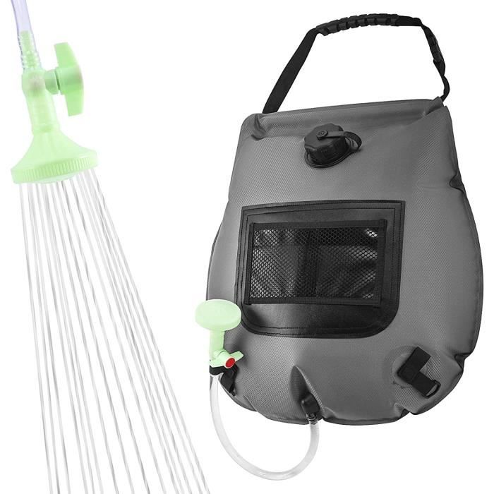 EUBSWA Douche Solaire 20 L – Sac De Douche Camping Avec Pommeau, PVC Noir, Pliable, Idéal Pour Plein Air Et Piscine