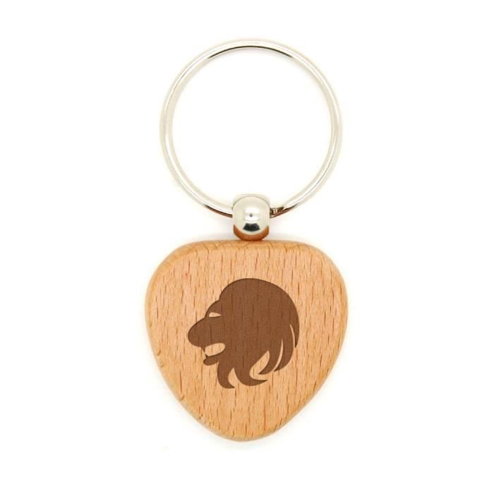 Porte-clé Lion en bois personnalisé