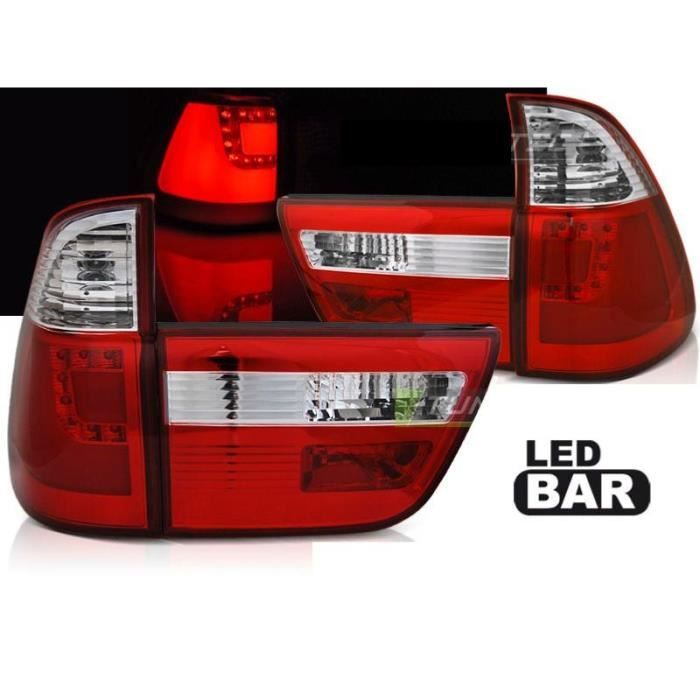 Paire feux arriere BMW X5 E53 99-03 LED BAR rouge Blanc