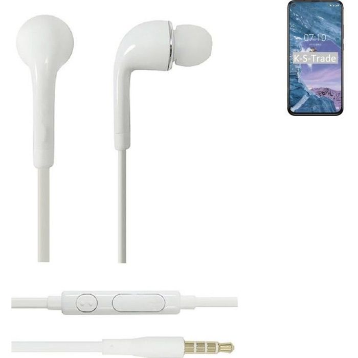 Ecouteurs pour Samsung Galaxy A51 5G avec microphone et contrôle du volume 35 mm blanc 334737