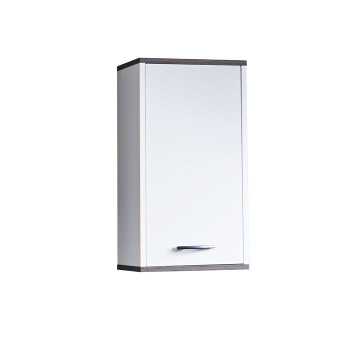 trendteam smart living armoire de toilette avec espace de rangement, Blanc/Argent fumée, 32 x 60 x 7