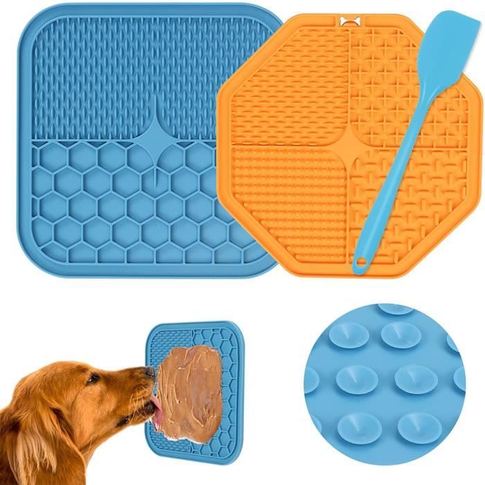 Tapis de Leche Chien 2 Pièces Tapis de Lick en Silicone pour Animal de Compagnie Tapis de Léchage pour Chien Alimentation Lente