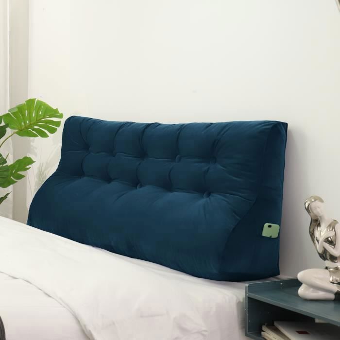 VERCART Coussin de Lecture Coussin Incurvé de Grande Taille Coussin de Lecture Velours Bleu 160CM