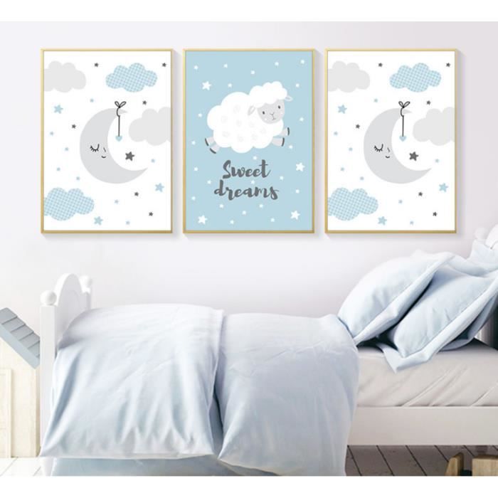 Peinture Sur Toile Nuages Bleus Et Or - Impression D'art Murale Sans Cadre