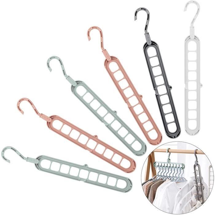 LANMOK Lot 6 Cintres Magiques Rotatifs Gain De Place - Organisateur Placard Chemises Pantalons
