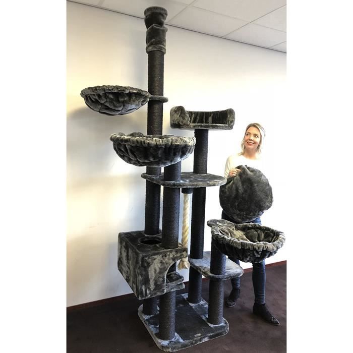 Arbre A Chat Xxl Geant Catdream De Luxe Blackline Gris Fonce Fixation Plafond Hauteur Griffoir Arbres Pour Grand Gros Chats Solide Cdiscount Animalerie