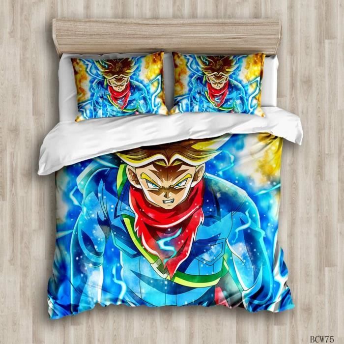 Housse de couette-140x200cm-Dragon Ball avec 2 taies d'oreiller Parure