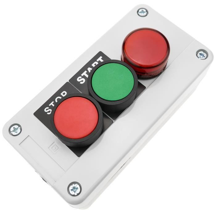 Boîte de commande avec bouton poussoir et arrêt d'urgence avec clé NC -  Cablematic