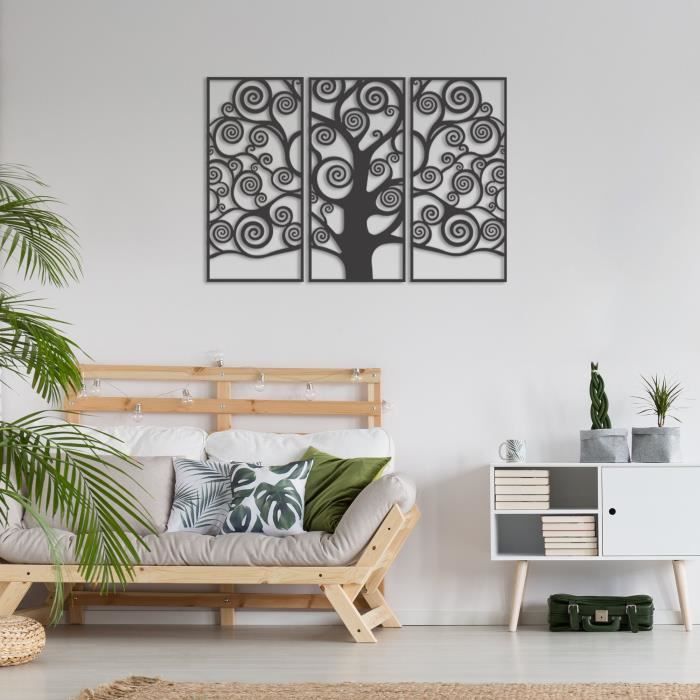 Décoration Murale en Métal Gustav Klimt L'Arbre de Vie, Art Mural Arbre