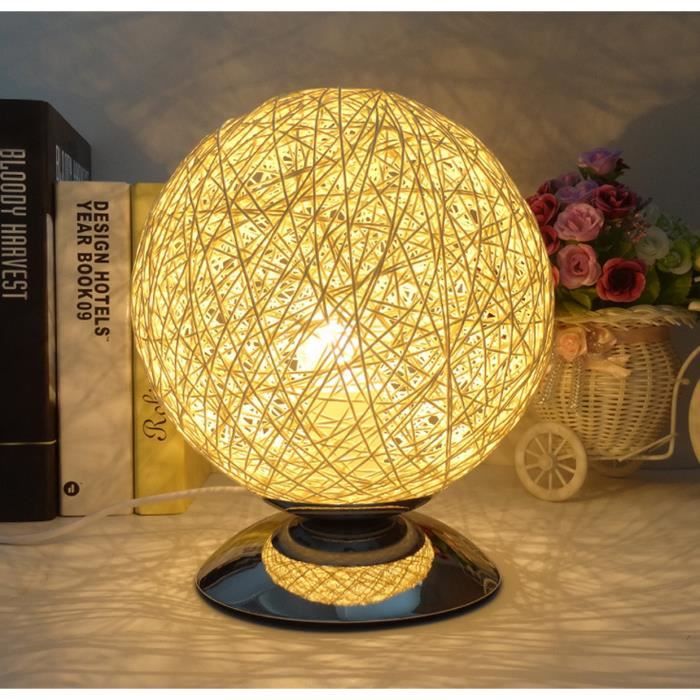 Demarkt Lampe De Table Lampe De Bureau Lampe A Poser Boule Rotin Diametre 18cm Jaune Achat Vente Demarkt Lampe De Table Lamp Cdiscount