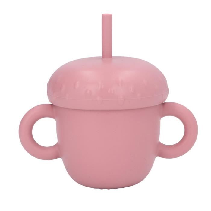 Tasse Anti-goutte Avec Paille Pour Bébé - En Silicone Alimentaire, Lavable Au Lave-vaisselle, Sans BPA - 12