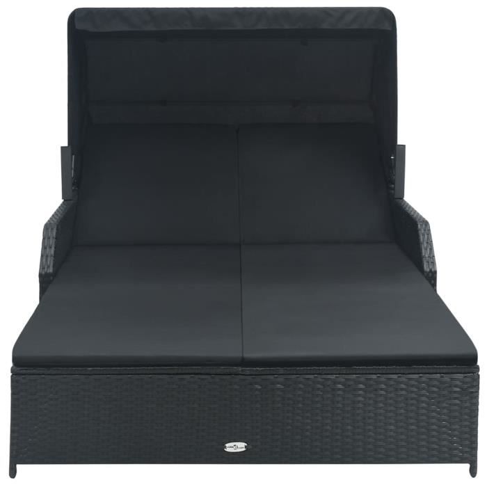 Chaise longue à 2 places avec auvent Résine tressée Noir DIOCHE7793391416545 Cdiscount Jardin