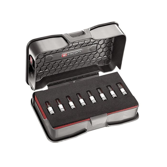 Coffret de douilles OGV GRIP - FACOM - 8 pièces - Hexagonal - Chrome brillant - 2 à 8 mm