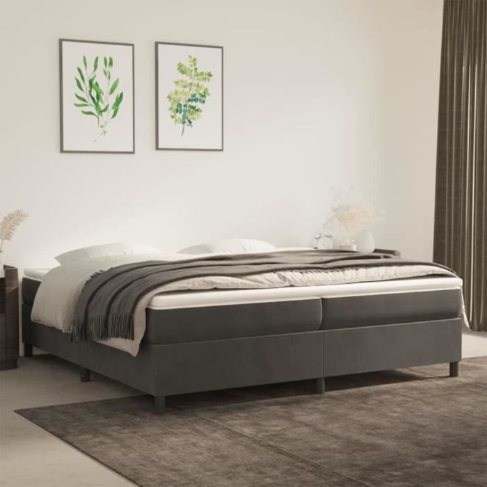 famirosa sommier à ressorts de lit gris foncé 200x200 cm velours-139